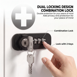 HOMCOM Wall Mount Medicine Cabinet with Combination and Key Lock, 2 Tier Stainless Steel First Aid Cabinet, White - thumbnail 4