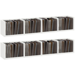 HOMCOM Wall Mount 84 CD / 56 DVD/Blu-ray/ Media Storage Rack 4 Cubes, Wooden Shelf Organiser Unit Bookcase Display, Set of 2, White - thumbnail 1