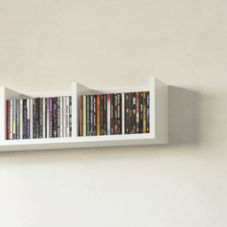 HOMCOM Wall Mount 84 CD / 56 DVD/Blu-ray/ Media Storage Rack 4 Cubes, Wooden Shelf Organiser Unit Bookcase Display, Set of 2, White - thumbnail 6