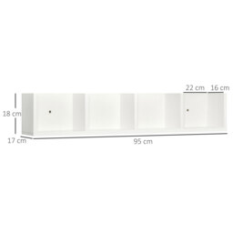 HOMCOM Wall Mount 84 CD / 56 DVD/Blu-ray/ Media Storage Rack 4 Cubes, Wooden Shelf Organiser Unit Bookcase Display, Set of 2, White - thumbnail 3