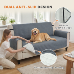 PawHut Waterproof Sofa Cover 3 Seater, Soft Couch Cover for Dogs Cats Pets, Non Slip Sofa Slipcoevr with Elastic Straps - thumbnail 5
