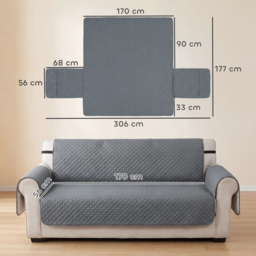 PawHut Waterproof Sofa Cover 3 Seater, Soft Couch Cover for Dogs Cats Pets, Non Slip Sofa Slipcoevr with Elastic Straps - thumbnail 3