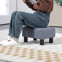 HOMCOM Compact Footstool, Small Foot Rest Chair with Legs for Home Office, 40 x 30 x 24cm, Grey - Aosom UK - thumbnail 7
