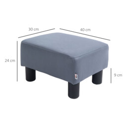 HOMCOM Compact Footstool, Small Foot Rest Chair with Legs for Home Office, 40 x 30 x 24cm, Grey - Aosom UK - thumbnail 3