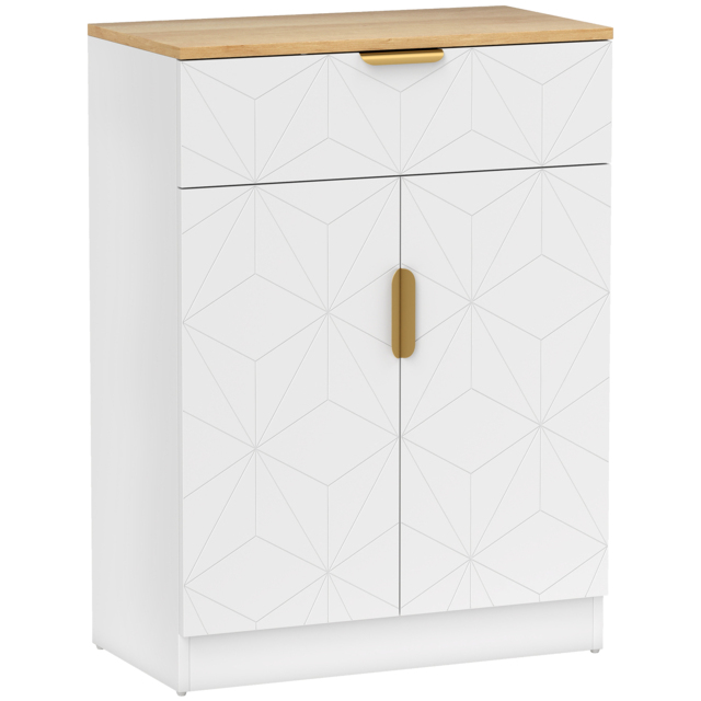 HOMCOM Sideboard Storage Cabinet, Modern Storage Cupboard with Drawer and Adjustable Shelf for Living Room, Kitchen, Dining Room, Entryway, White - image 1