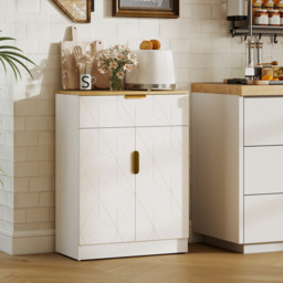 HOMCOM Sideboard Storage Cabinet, Modern Storage Cupboard with Drawer and Adjustable Shelf for Living Room, Kitchen, Dining Room, Entryway, White - thumbnail 9