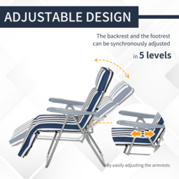 Outsunny Set of 2 Garden Patio Outdoor Sun Recliners Loungers Foldable Multi Position Relaxers Chairs w/ Cushions Fire Retardant Sponge - Aosom UK - thumbnail 5