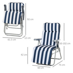 Outsunny Set of 2 Garden Patio Outdoor Sun Recliners Loungers Foldable Multi Position Relaxers Chairs w/ Cushions Fire Retardant Sponge - Aosom UK - thumbnail 3