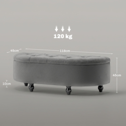HOMCOM Semi-Circle Bed End Bench Ottoman w/ Storage Tufted Upholstered Accent Seat Footrest Stool w/ Rubberwood Legs for Bedroom & Entryway - Aosom UK - thumbnail 3