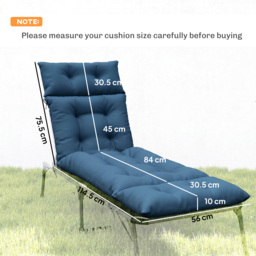 Outsunny Set of Two 190 x 56cm Sun Lounger Cushions - Navy Blue - thumbnail 3