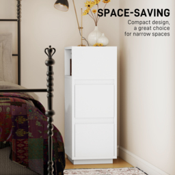 HOMCOM Slim Bedside Table, Narrow Bedside Cabinet with Open Shelf and 2 Drawers for Bedroom, Living Room, White - thumbnail 5