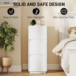 HOMCOM Slim Bedside Table, Narrow Bedside Cabinet with Open Shelf and 2 Drawers for Bedroom, Living Room, White - thumbnail 7