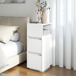HOMCOM Slim Bedside Table, Narrow Bedside Cabinet with Open Shelf and 2 Drawers for Bedroom, Living Room, White - thumbnail 8