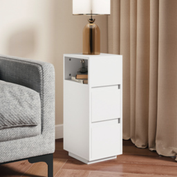 HOMCOM Slim Bedside Table, Narrow Bedside Cabinet with Open Shelf and 2 Drawers for Bedroom, Living Room, White - thumbnail 9