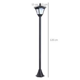 Outsunny Set of 2 Outdoor Garden Solar Post Lamp Sensor Dimmable LED Lantern Bollard IP44 Energy-saving 1.2M Tall, Black - Aosom UK - thumbnail 3