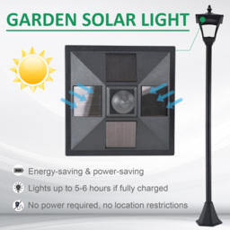 Outsunny Set of 2 Outdoor Garden Solar Post Lamp Sensor Dimmable LED Lantern Bollard IP44 Energy-saving 1.2M Tall, Black - Aosom UK - thumbnail 6