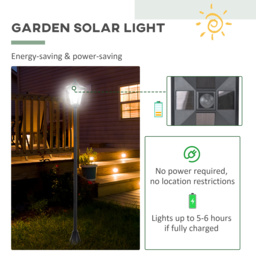 Outsunny Set of 2 Outdoor Garden Solar Post Lamp Sensor Dimmable LED Lantern Bollard IP44 Energy-saving 1.2M Tall, Black - Aosom UK - thumbnail 7