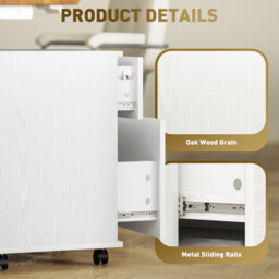 HOMCOM Two Drawer Lockable Filing Cabinet - White Wood Grain - thumbnail 6
