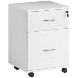 HOMCOM Two Drawer Lockable Filing Cabinet - White Wood Grain - thumbnail 1