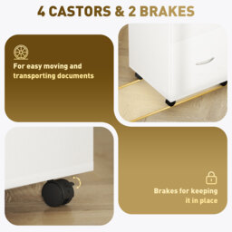 HOMCOM Two Drawer Lockable Filing Cabinet - White Wood Grain - thumbnail 5