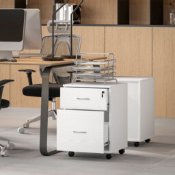 HOMCOM Two Drawer Lockable Filing Cabinet - White Wood Grain - thumbnail 8