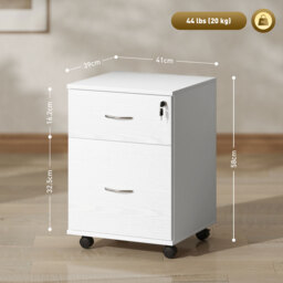 HOMCOM Two Drawer Lockable Filing Cabinet - White Wood Grain - thumbnail 3