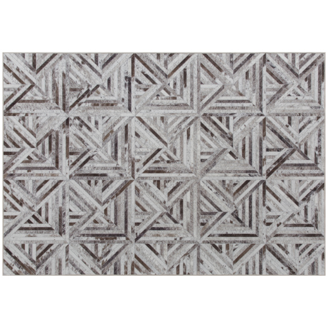 HOMCOM Modern Area Rug, Triangle Pattern Non-Slip Washable Rug, Chenille Floor Carpet for Living Room, Bedroom, Dining Room, Home Office, 290 x 200 cm, Brown - image 1