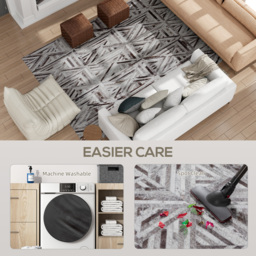 HOMCOM Modern Area Rug, Triangle Pattern Non-Slip Washable Rug, Chenille Floor Carpet for Living Room, Bedroom, Dining Room, Home Office, 290 x 200 cm, Brown - thumbnail 5