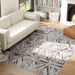 HOMCOM Modern Area Rug, Triangle Pattern Non-Slip Washable Rug, Chenille Floor Carpet for Living Room, Bedroom, Dining Room, Home Office, 290 x 200 cm, Brown - thumbnail 2