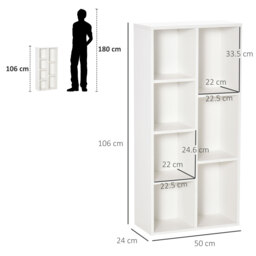HOMCOM Seven-Cube Bookcase - White Wood Effect - Aosom UK - thumbnail 3
