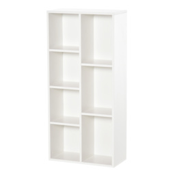 HOMCOM Seven-Cube Bookcase - White Wood Effect - Aosom UK - thumbnail 1
