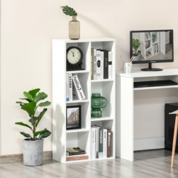 HOMCOM Seven-Cube Bookcase - White Wood Effect - Aosom UK - thumbnail 2