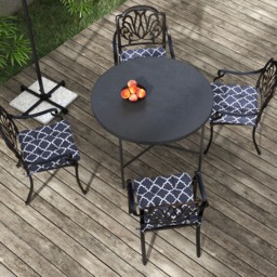 Outsunny Replacement Cushions: 4-Piece Indoor Outdoor Seat Pads with Ties for Patio Chairs, Blue - Aosom UK - thumbnail 8