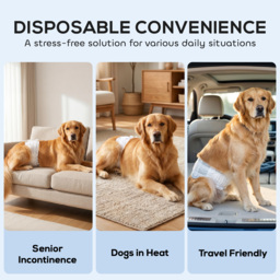 PawHut Dog Diapers Super Absorbent Leak-Proof Dog Nappies for Male Dogs Size L 62-80 cm Waist - thumbnail 7