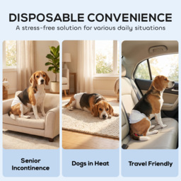 PawHut Dog Diapers Super Absorbent Leak-Proof Dog Nappies for Male Dogs Size L 62-80 cm Waist - thumbnail 7
