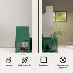 Outsunny Metal Rat Trap with Single Door, for Small Animals, Dark Green - thumbnail 4
