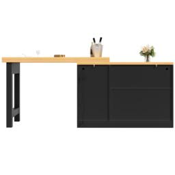 Extendable Bar Table with App-Controlled LED Lighting, Modern Kitchen Island with 360° Swivel Function, 120-180L x 40W x 71.5H cm, Black - Aosom UK - thumbnail 2