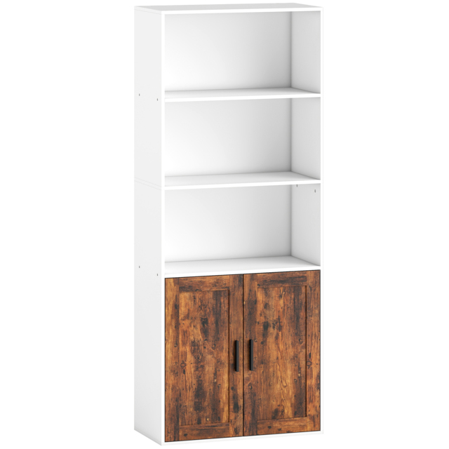 HOMCOM 5-Tier Bookcase with Adjustable Shelf - Rustic Brown - image 1