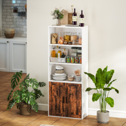 HOMCOM 5-Tier Bookcase with Adjustable Shelf - Rustic Brown - thumbnail 9