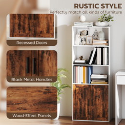 HOMCOM 5-Tier Bookcase with Adjustable Shelf - Rustic Brown - thumbnail 6