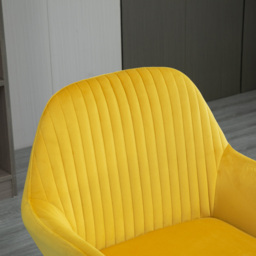 HOMCOM Modern Dining Furniture Set with Round Table and Accent Armchair Black and Yellow - thumbnail 8
