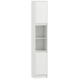 HOMCOM Narrow Bathroom Cabinet, Slim Bathroom Storage Unit with Open Compartment, Freestanding Storage Cupboard with Adjustable Shelves for Small Spaces, 30 x 24 x 170 cm, White - thumbnail 1