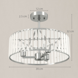 HOMCOM Crystal Ceiling Light Fixture Set of 2, Semi Flush Mount Modern Chandelier for Living Room, Bedroom and Hallway, 3-Lights with E14 Base, Silver Tone - thumbnail 3