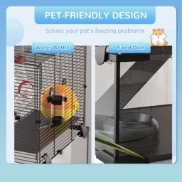 PawHut Gerbil Cage Dwarf Hamster Cage, with Deep Glass Bottom, Tunnels, Hut, Exercise Wheel, 60 x 40 x 57cm - Aosom UK - thumbnail 7