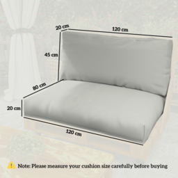 Outsunny 2 Seater Pallet Furniture Cushions Pallet Cushions, UPF20+ 220gsm Fabric, 20 cm Thick Outdoor Seat Pads, Light Grey - thumbnail 3