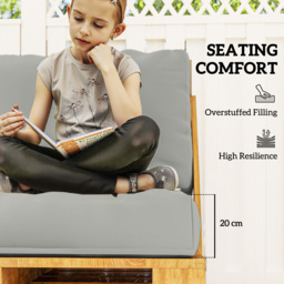Outsunny 2 Seater Pallet Furniture Cushions Pallet Cushions, UPF20+ 220gsm Fabric, 20 cm Thick Outdoor Seat Pads, Light Grey - thumbnail 4