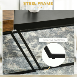 HOMCOM Coffee Table Set of 2, Geometric Coffee Table with Spacious Legroom, Steel Frame and Thick Tabletop, Industrial Coffee Tables - Aosom UK - thumbnail 6
