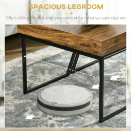HOMCOM Coffee Table Set of 2, Geometric Coffee Table with Spacious Legroom, Steel Frame and Thick Tabletop, Industrial Coffee Tables - Aosom UK - thumbnail 5
