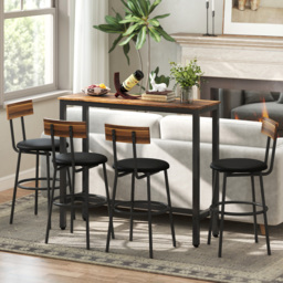 HOMCOM Rectangular Bar Table, Wood Effect Pub Coffee Table for Small Space, Breakfast Dining, Kitchen, Industrial, Rustic Brown - thumbnail 8