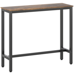 HOMCOM Rectangular Bar Table, Wood Effect Pub Coffee Table for Small Space, Breakfast Dining, Kitchen, Industrial, Rustic Brown - thumbnail 1